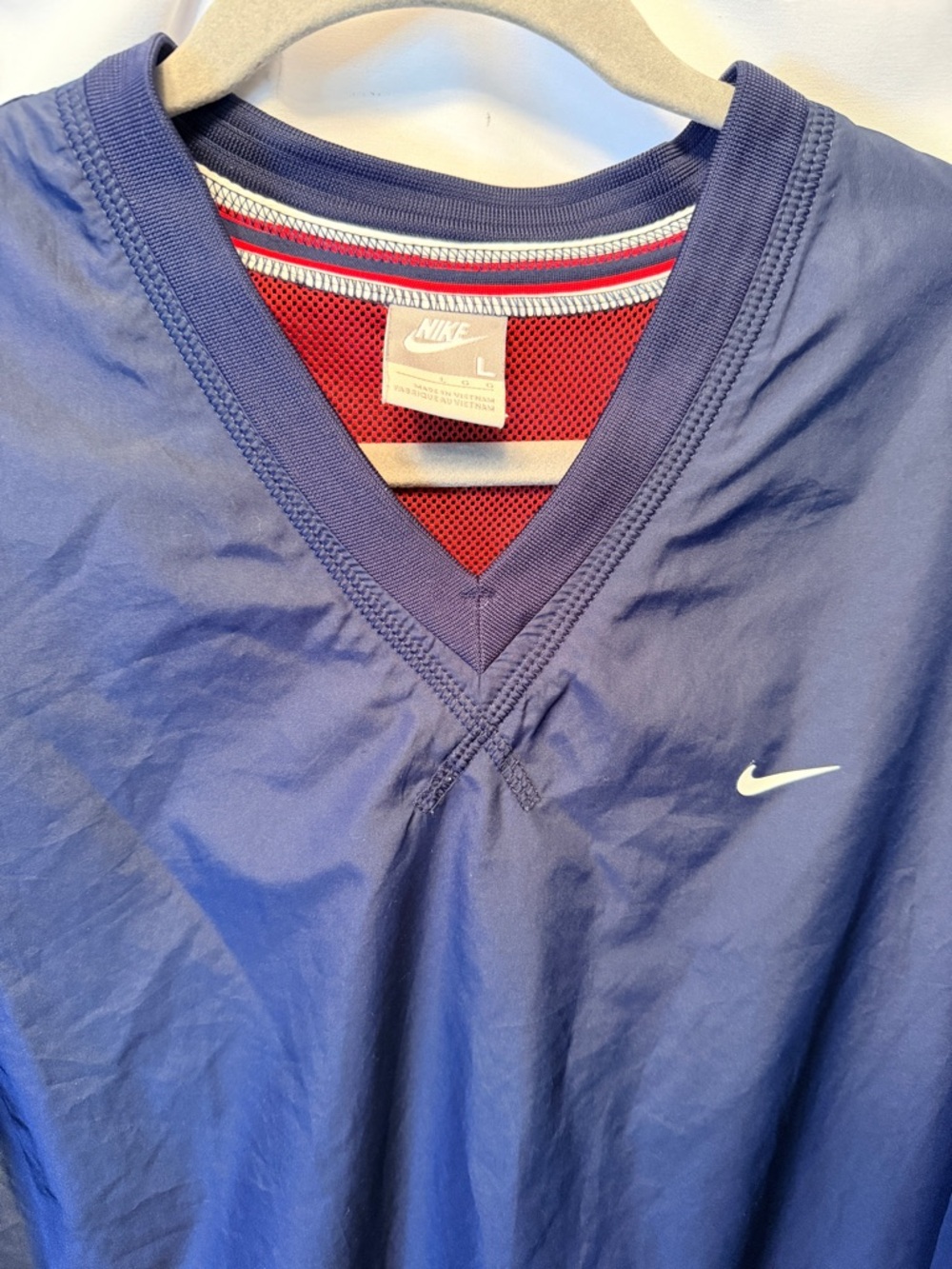 Nike Men’s Large V-Neck Windbreaker Pullover Jacket Blue Golf Lightweight Lined - Picture 2 of 11